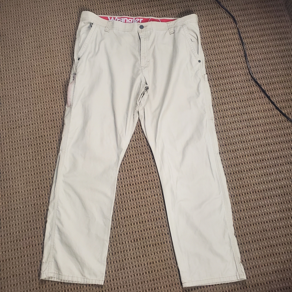 Wrangler Workwear Mens Pants 40x30 Tan/beige Canvas Utility Carpenter Pants
